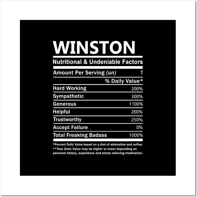 Winston Name T Shirt - Winston Nutritional and Undeniable Name Factors Gift Item Tee Wall Art by nikitak4um